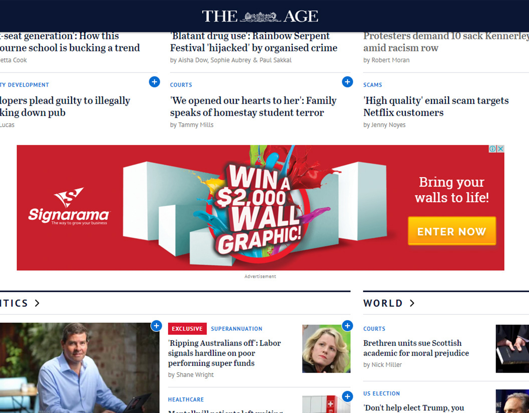 Display Ads on The Age